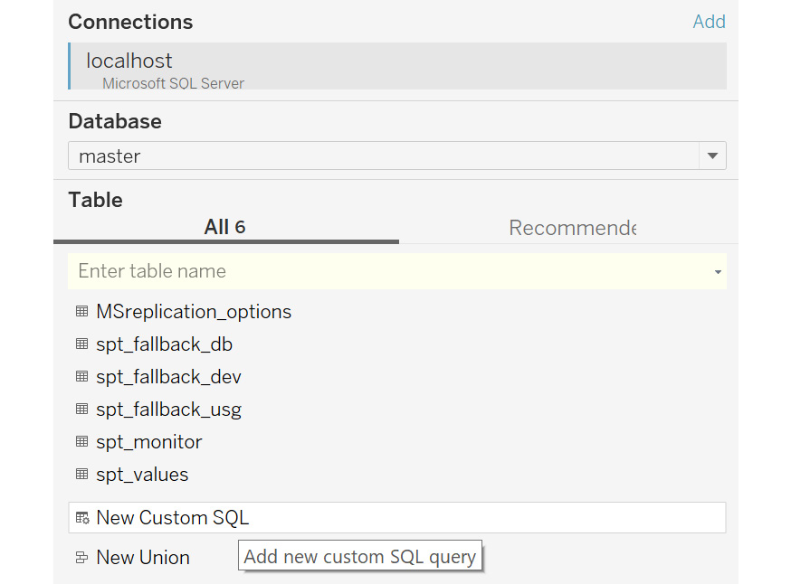 Figure 2.65: New Custom SQL option
