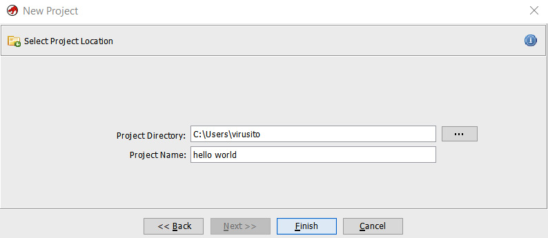 Figure 1.6 – Choosing a project name and directory
