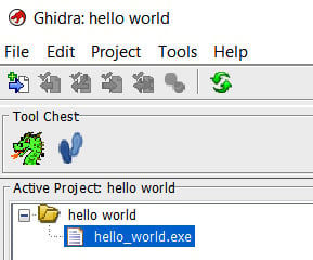 Figure 1.11 – A Ghidra project containing a Portable Executable file
