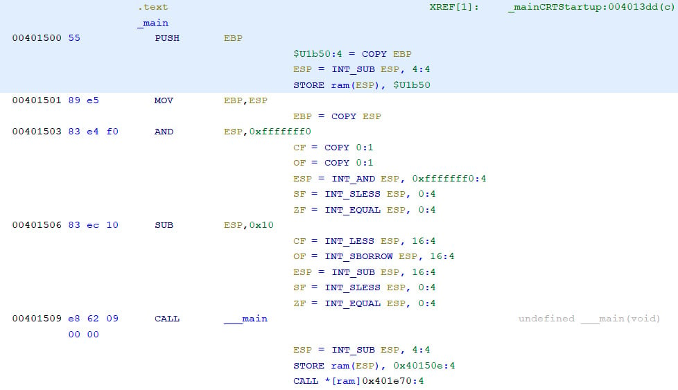 Figure 1.17 – Disassembly listing with PCode enabled
