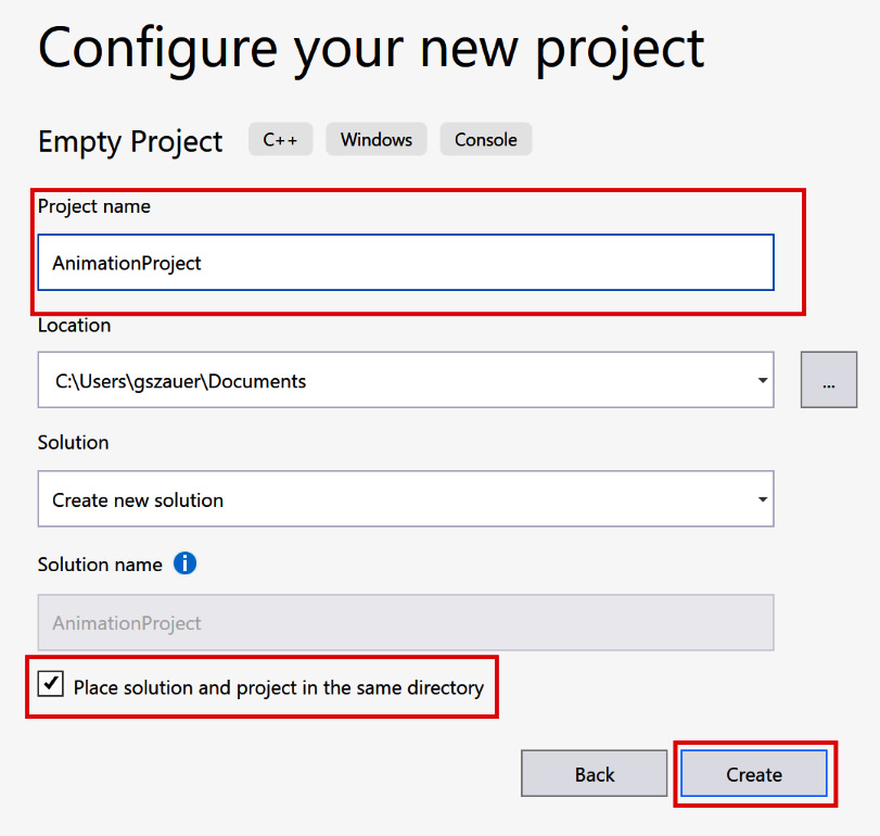 Figure 1.3: Specifying a new project name