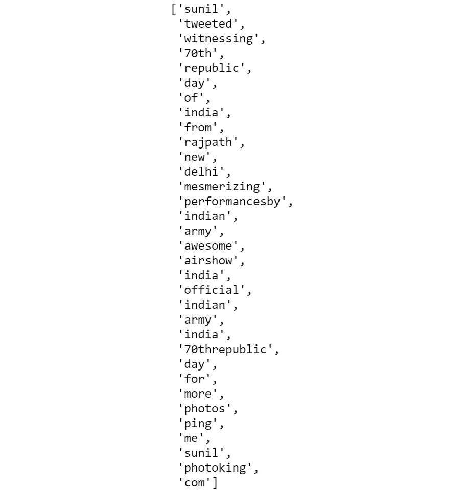 Figure 2.7: Tokenization using Keras
