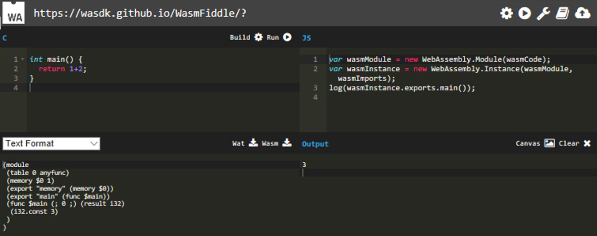 Figure 1.1 – WasmFiddle