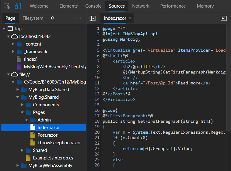 Figure 12.4 – Screenshot of the in-browser debug