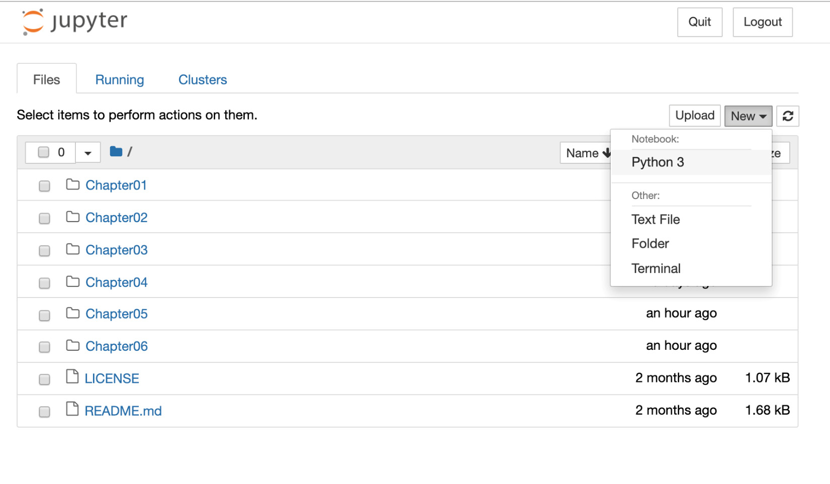 Figure 0.4: Jupyter server interface
