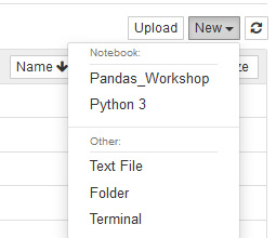 Figure 1.12 – Selecting the Pandas_Workshop kernel
