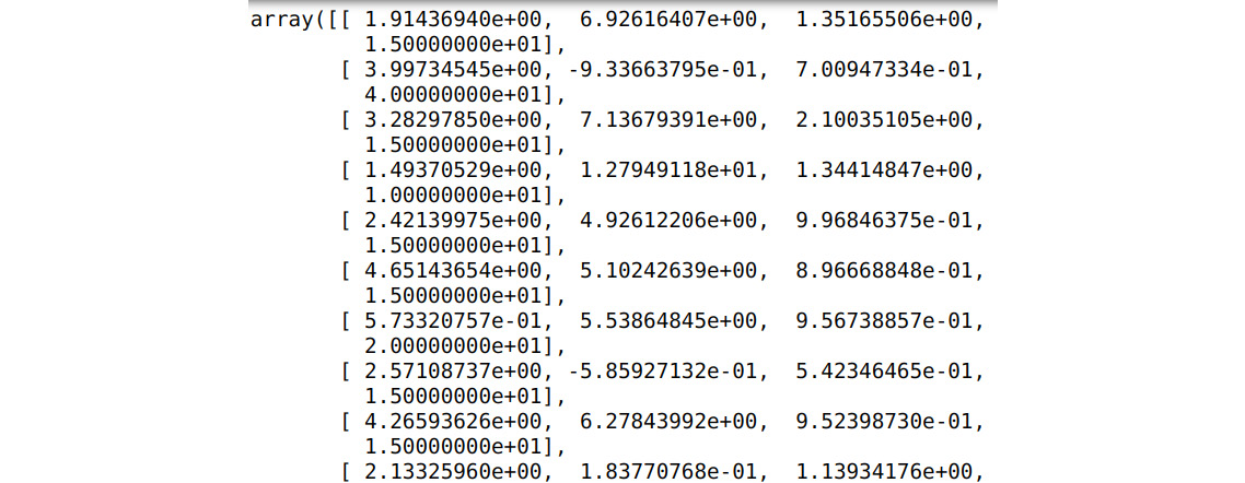 Figure 1.46 – DataFrame converted into a numpy array
