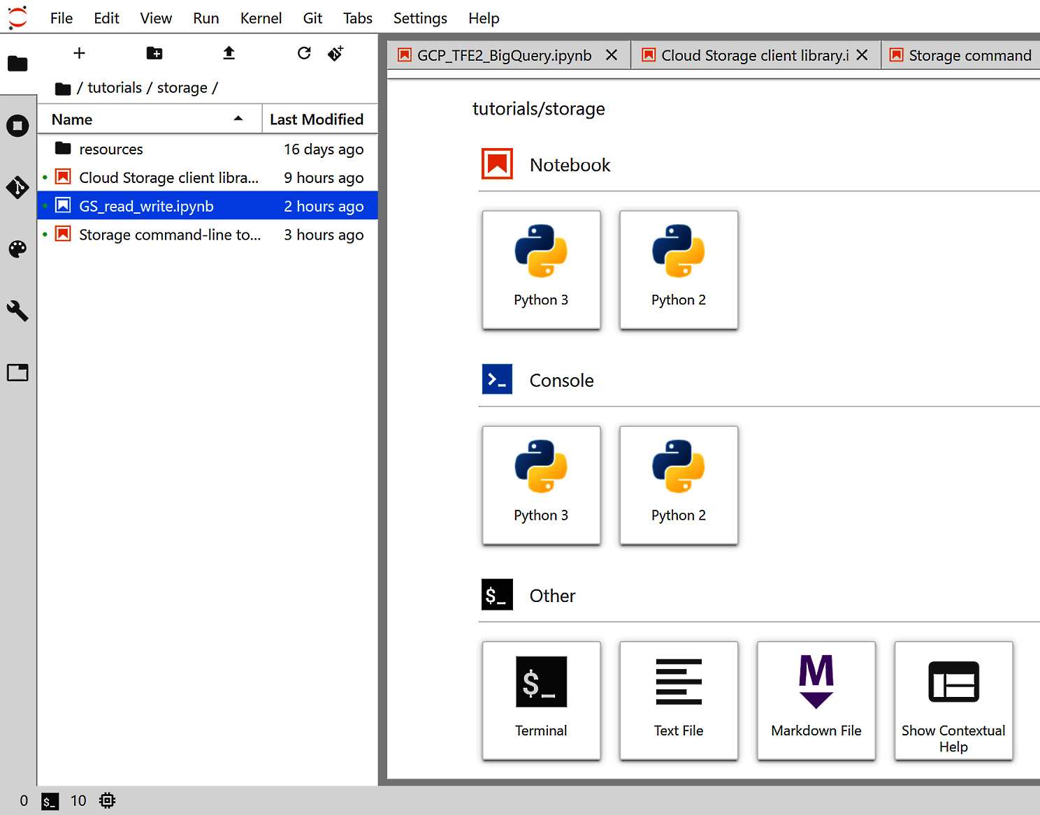 Figure 1.22 – A JupyterLab environment hosted by AI Platform
