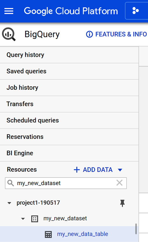 Figure 1.28 – The BigQuery portal and navigation to the dataset
