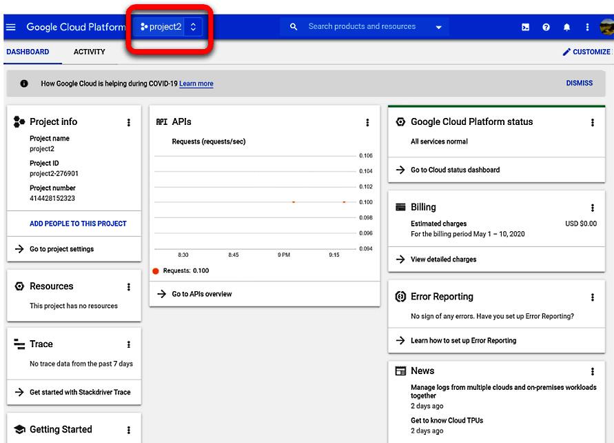 Figure 1.6 – The main project management panel
