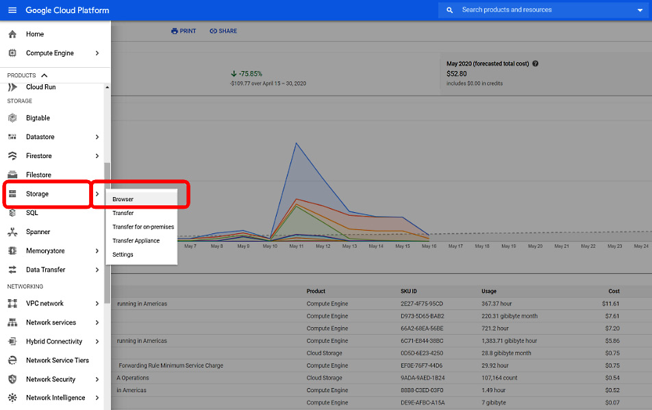 Figure 1.7 – Google Cloud’s Storage options
