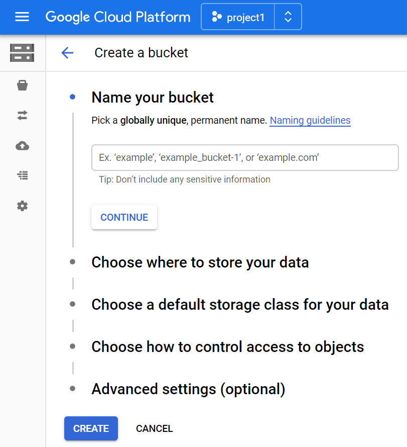 Figure 1.8 – Storage bucket creation process and choices
