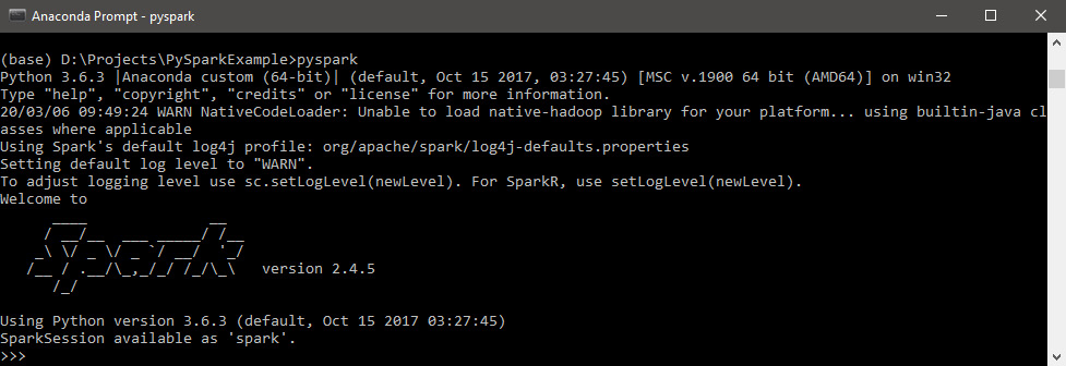 Figure 0.2: Running PySpark