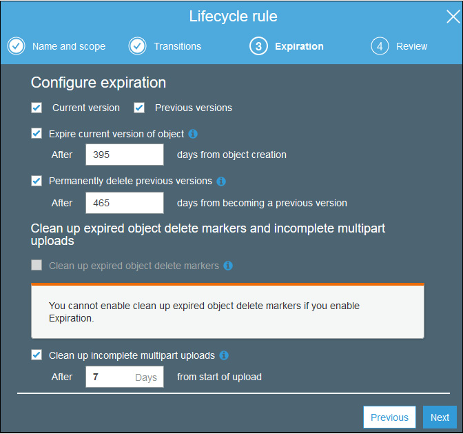 Figure 2.10: Retention rules in Amazon S3
