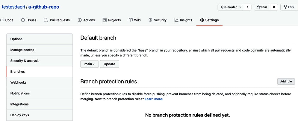 Figure 1.17 – Adding a branch protection rule
