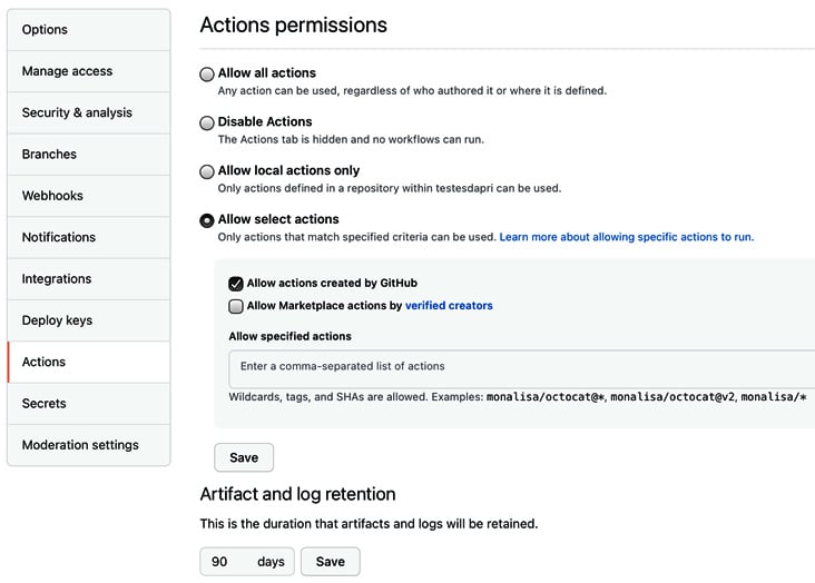 Figure 1.19 – Actions settings
