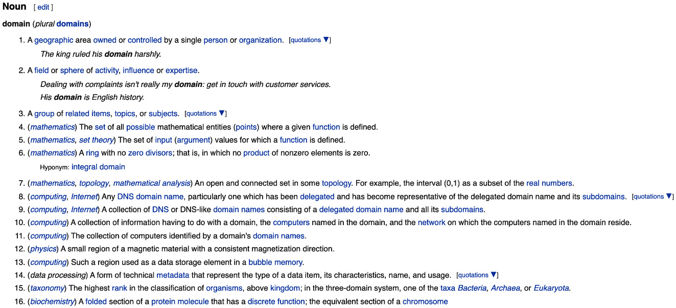 Figure 1.10 – The meaning of domain changes with context
