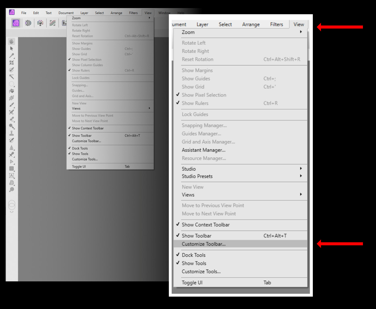 Figure 1.10 – Customizing the toolbar