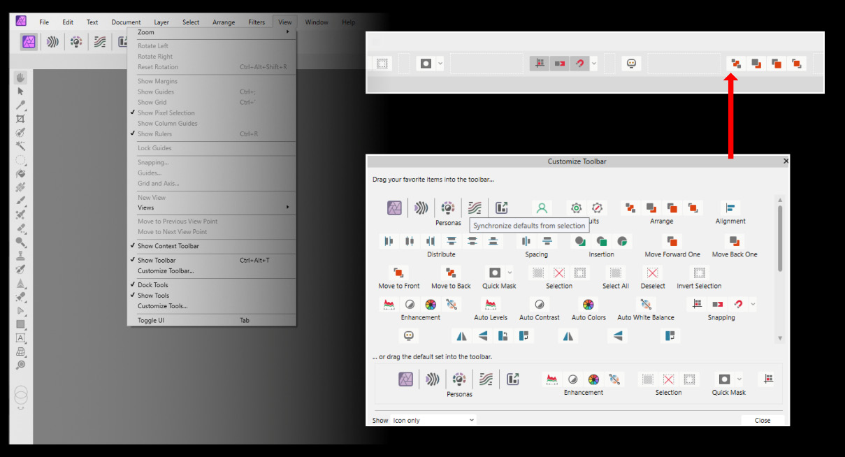 Figure 1.11 – Dragging images into the toolbar