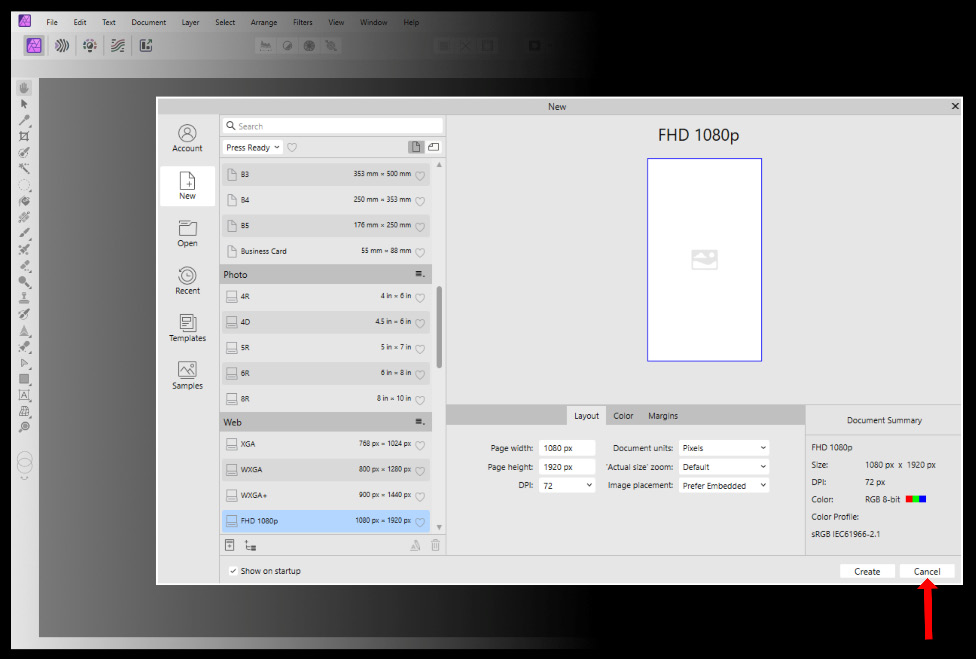 Figure 2.1 – Closing the splash page