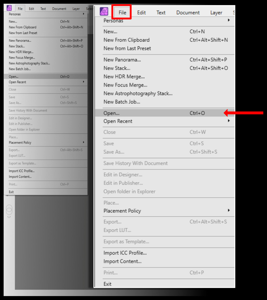 Figure 2.2 – Opening a document