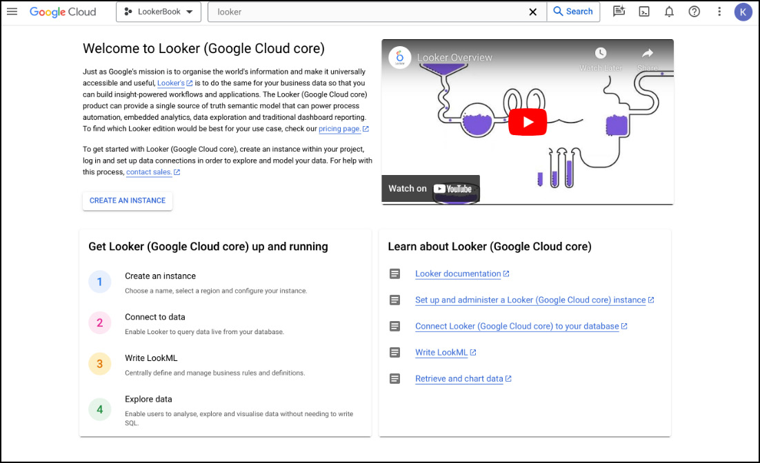 Figure 1.6 – Looker Welcome page