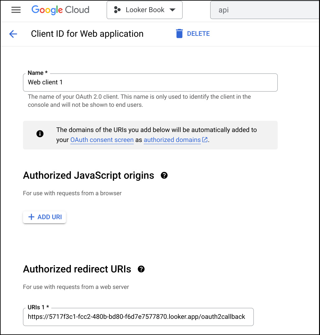 Figure 1.9 – Authorized redirect URIs