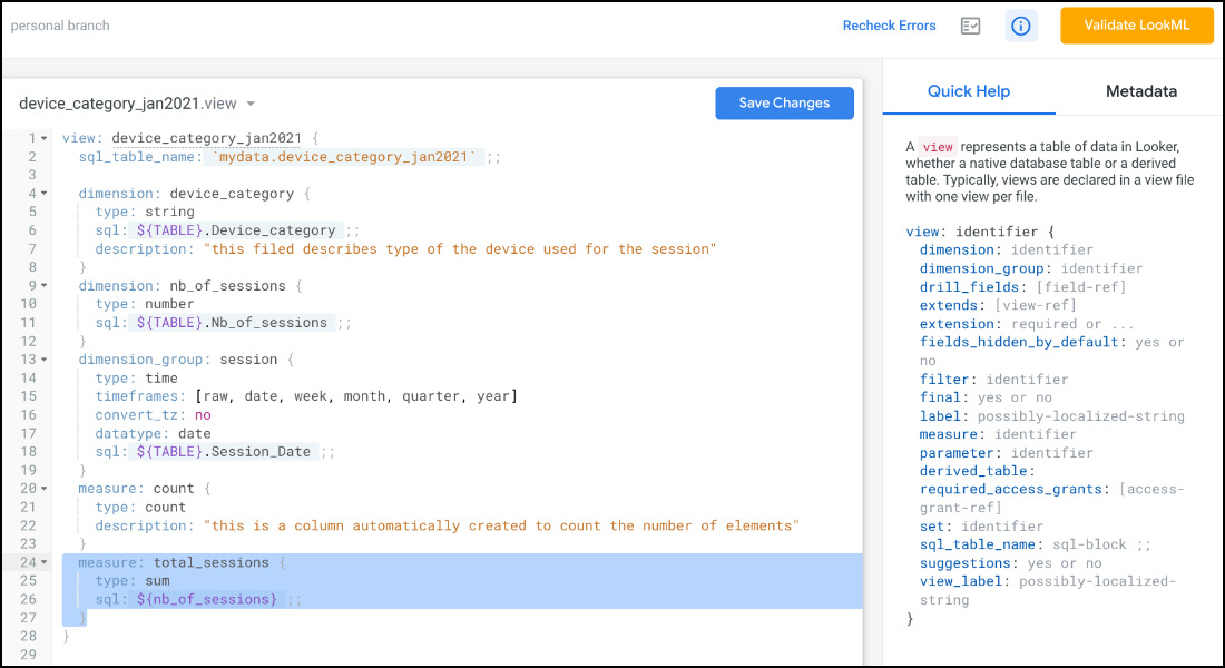 Figure 1.30 – Validate LookML