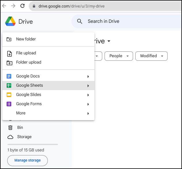 Figure 7.1 – Google Sheets in Google Drive