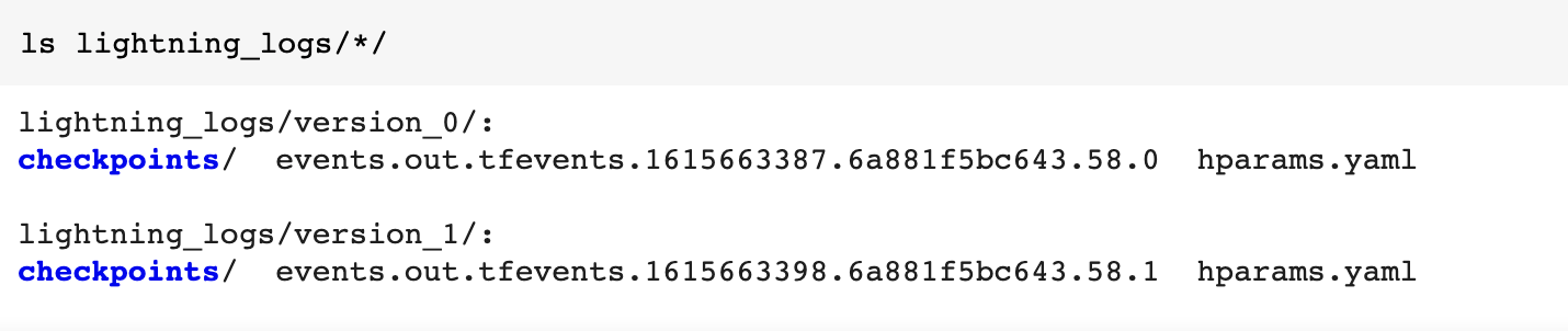 Figure 2.4 – A list of subfolders and files within the Lightning _logs folder