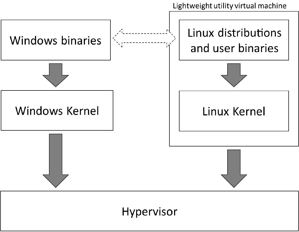 Figure 1.2 – Outline showing the WSL 2 architecture
