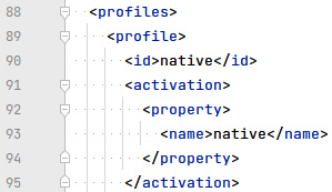 Figure 1.4 – A screenshot of the beginning of the profiles section in pom.xml
