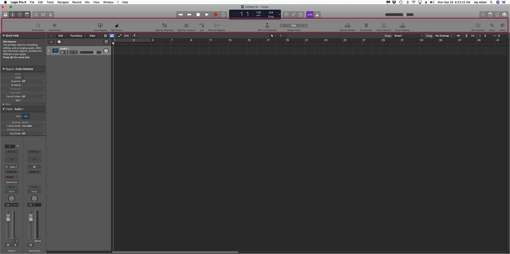 Figure 2.3 – Logic Pro X Toolbar
