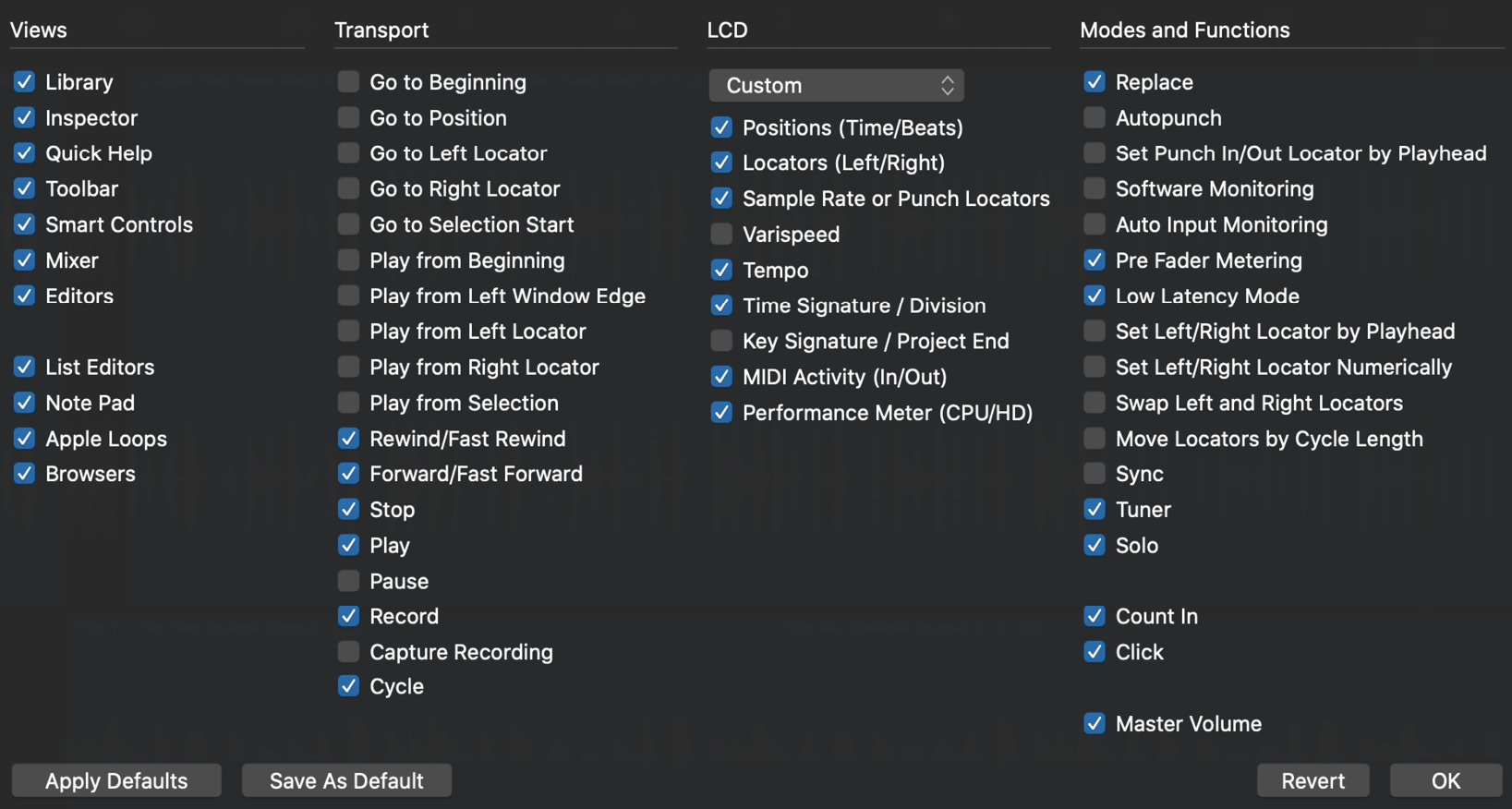 Figure 2.5 – Selected default Views 
