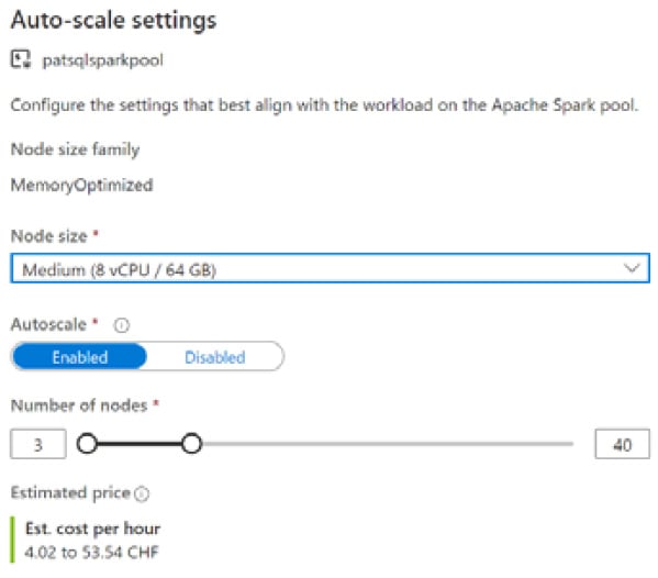 Figure 1.3 – Scaling options for Spark pools in Azure Synapse
