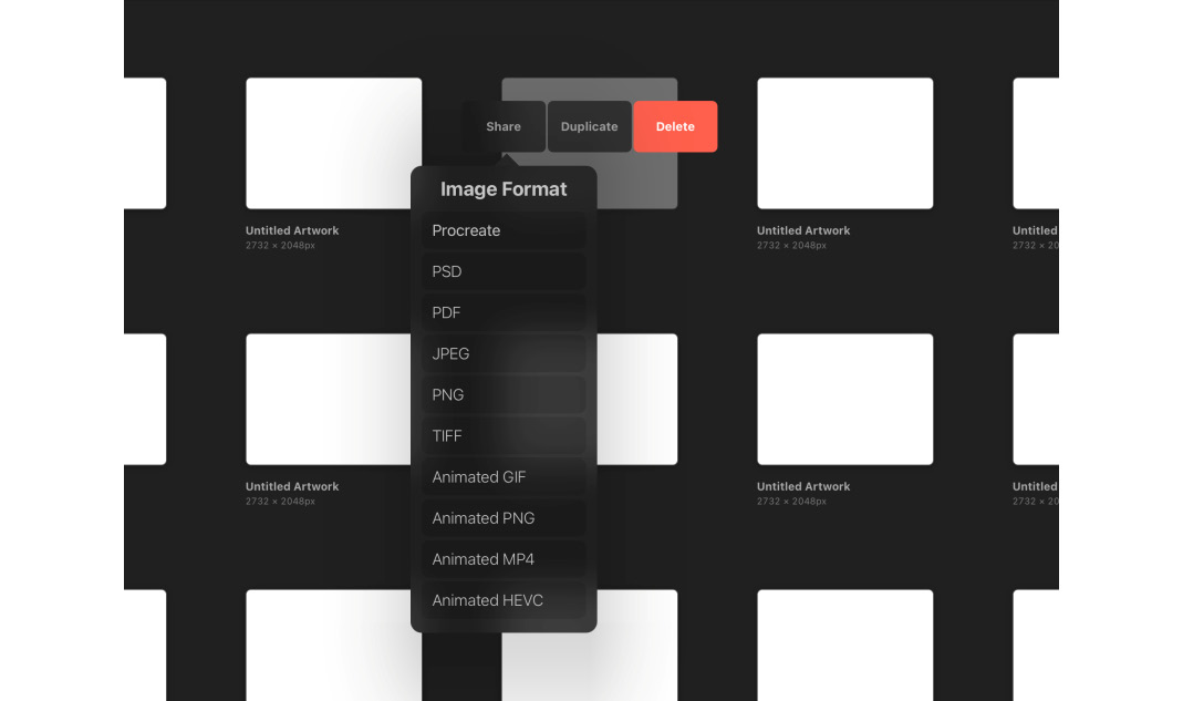 Figure 1.4: The export formats menu
