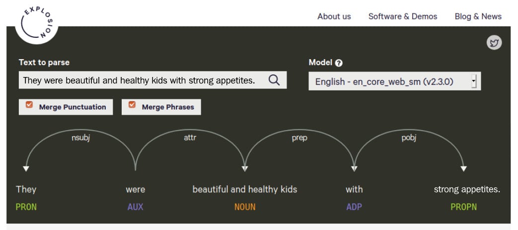 Figure 1.12 – An example parse with noun phrases merged
