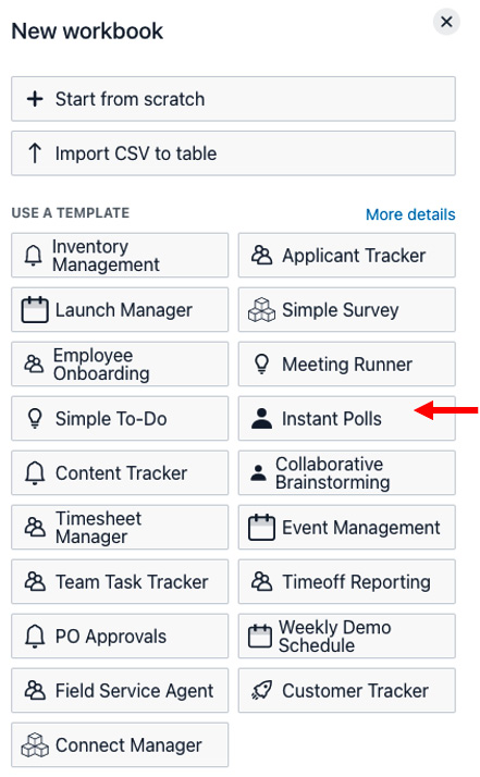 Figure 8.1 – Selecting the Instant Polls template