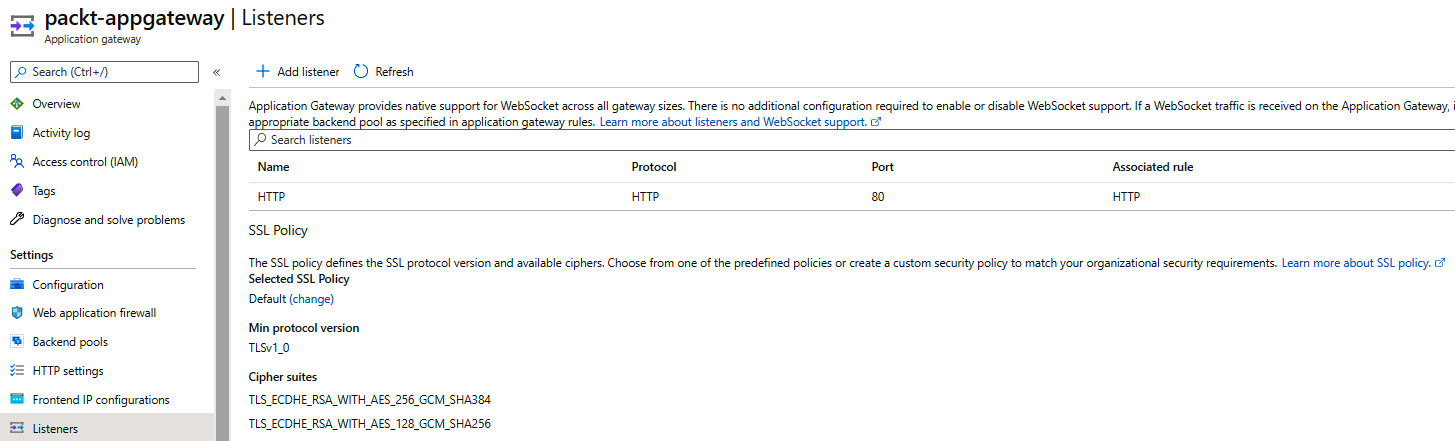 Clicking the Add a listener button in the Listener settings pane