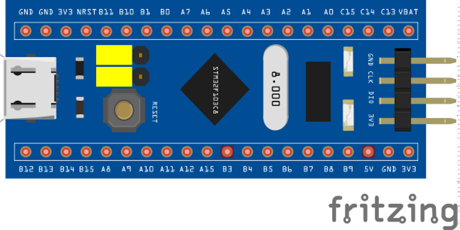 Figure 2.2 – The Blue Pill's pins configuration