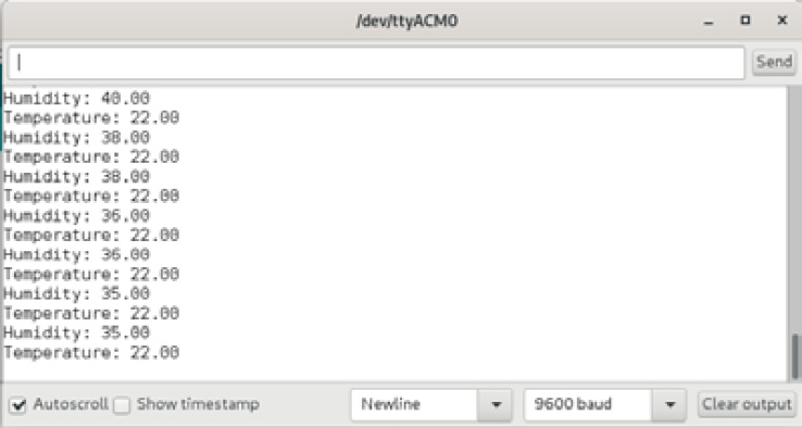 Figure 5.13 – Screenshot of the Arduino IDE's serial monitor