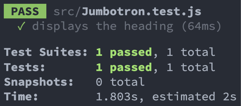 Figure 2.2 – Jumbotron component test results