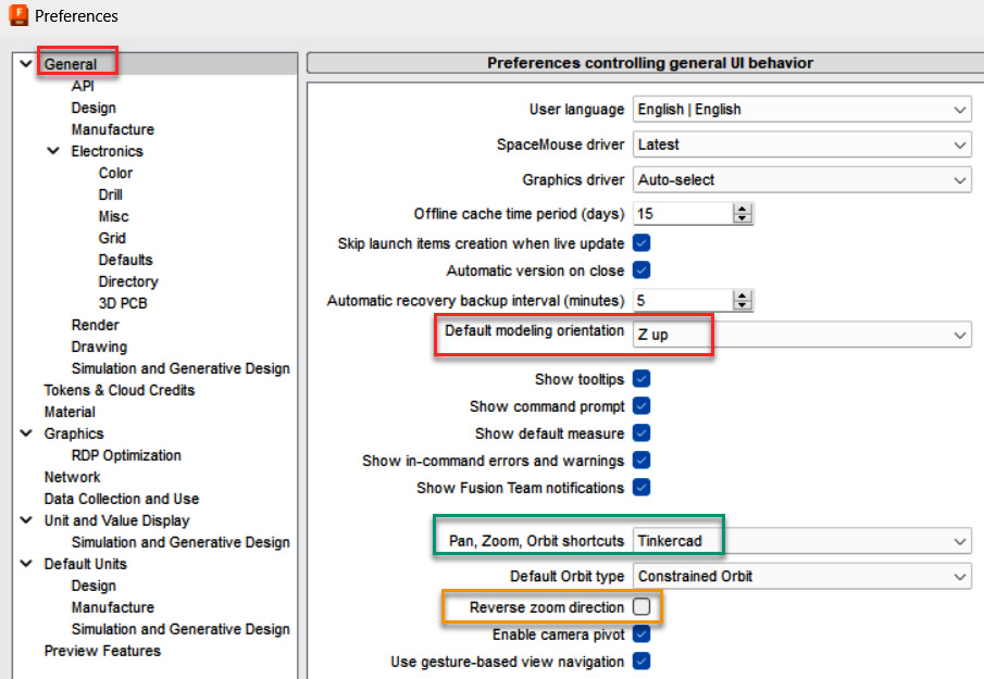 Figure 1.5 – The Preferences panel