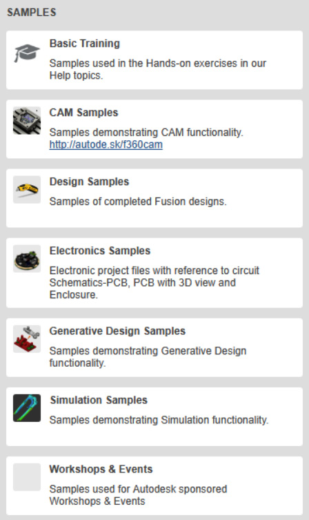 Figure 1.9 – The location of sample projects, which can be found toward the bottom of the data panel