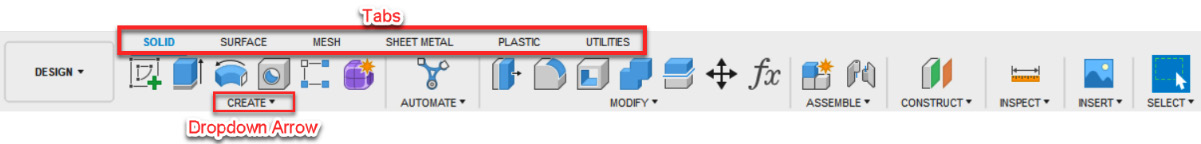 Figure 1.11 – The DESIGN toolbar