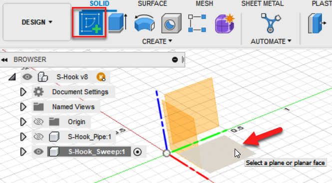 Figure 4.36 – The location of the sketch button