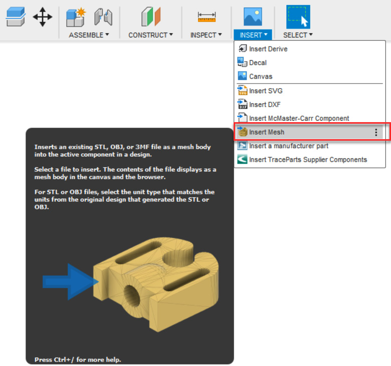 Figure 15.1 – The Insert Mesh tool location