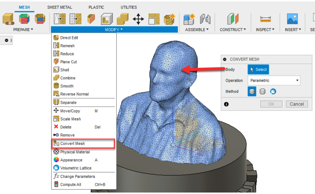 Figure 15.25 – Converting the mesh to a solid body