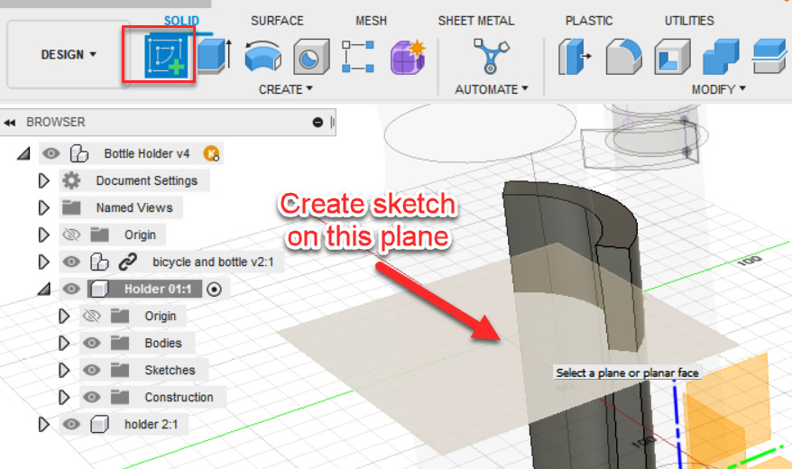 Figure 9.16 – Create the new sketch on the offset plane