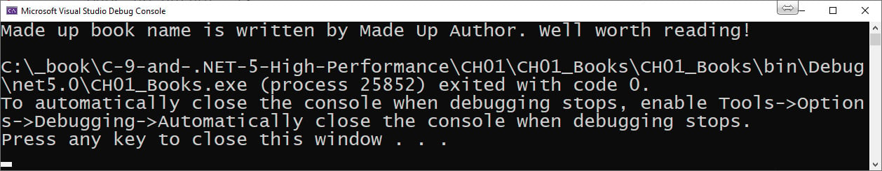 Figure 1.4 – The output of our init-only properties example
